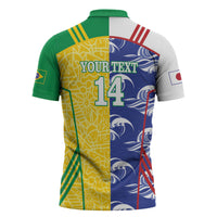 Custom Brazil and Japan Football 2026 Zipper Polo Shirt Selecao Samurai Blue Together