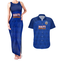 Haiti Football Couples Matching Tank Maxi Dress And Hawaiian Shirt Les Grenadieres 2023 World Cup Blue Version - Wonder Print Shop