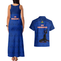 Haiti Football Couples Matching Tank Maxi Dress And Hawaiian Shirt Les Grenadieres 2023 World Cup Blue Version - Wonder Print Shop