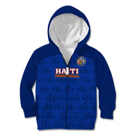 Haiti Football Kid Hoodie Les Grenadieres 2023 World Cup Blue Version - Wonder Print Shop