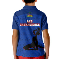 Haiti Football Kid Polo Shirt Les Grenadieres 2023 World Cup Blue Version - Wonder Print Shop