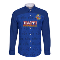 Haiti Football Long Sleeve Button Shirt Les Grenadieres 2023 World Cup Blue Version - Wonder Print Shop