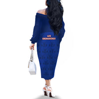 Haiti Football Off The Shoulder Long Sleeve Dress Les Grenadieres 2023 World Cup Blue Version - Wonder Print Shop