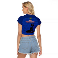 Haiti Football Raglan Cropped T Shirt Les Grenadieres 2023 World Cup Blue Version - Wonder Print Shop
