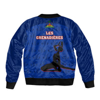Haiti Football Sleeve Zip Bomber Jacket Les Grenadieres 2023 World Cup Blue Version - Wonder Print Shop