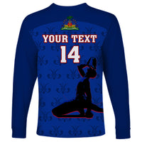 Custom Haiti Football Long Sleeve Shirt Les Grenadieres 2023 World Cup Blue Version - Wonder Print Shop