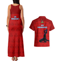 Haiti Football Couples Matching Tank Maxi Dress And Hawaiian Shirt Les Grenadieres 2023 World Cup Red Version - Wonder Print Shop