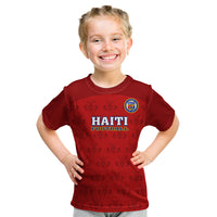 Haiti Football Kid T Shirt Les Grenadieres 2023 World Cup Red Version - Wonder Print Shop