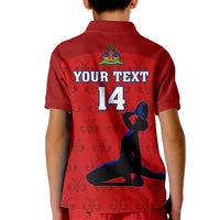Custom Haiti Football Kid Polo Shirt Les Grenadieres 2023 World Cup Red Version - Wonder Print Shop