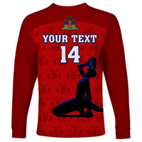 Custom Haiti Football Long Sleeve Shirt Les Grenadieres 2023 World Cup Red Version - Wonder Print Shop