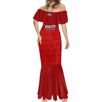 Custom Haiti Football Mermaid Dress Les Grenadieres 2023 World Cup Red Version - Wonder Print Shop