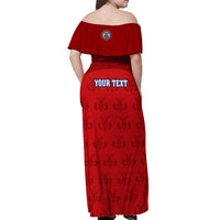 Custom Haiti Football Off Shoulder Maxi Dress Les Grenadieres 2023 World Cup Red Version - Wonder Print Shop