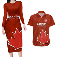 Canada Soccer Couples Matching Long Sleeve Bodycon Dress and Hawaiian Shirt Go Canucks Maple Leaf 2023 World Cup - Wonder Print Shop