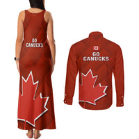 Canada Soccer Couples Matching Tank Maxi Dress and Long Sleeve Button Shirts Go Canucks Maple Leaf 2023 World Cup - Wonder Print Shop