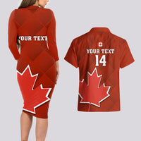 Custom Canada Soccer Couples Matching Long Sleeve Bodycon Dress and Hawaiian Shirt Go Canucks Maple Leaf 2023 World Cup - Wonder Print Shop