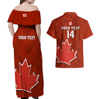 Custom Canada Soccer Couples Matching Off Shoulder Maxi Dress and Hawaiian Shirt Go Canucks Maple Leaf 2023 World Cup - Wonder Print Shop