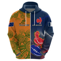 France And Australia Rugby Hoodie 2023 World Cup Le Bleus Wallabies Together - Wonder Print Shop