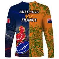 France And Australia Rugby Long Sleeve Shirt 2023 World Cup Le Bleus Wallabies Together - Wonder Print Shop