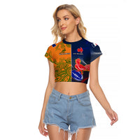 Custom France And Australia Rugby Raglan Cropped T Shirt 2023 World Cup Le Bleus Wallabies Together - Wonder Print Shop