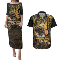 Polynesia Suicide Prevention Awareness Couples Matching Puletasi Dress and Hawaiian Shirt Your Life Is Worth Living For Polynesian Purple Pattern - Wonder Print Shop