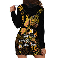 Polynesia Suicide Prevention Awareness Hoodie Dress Your Life Is Worth Living For Polynesian Purple Pattern - Wonder Print Shop