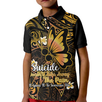 Polynesia Suicide Prevention Awareness Kid Polo Shirt Your Life Is Worth Living For Polynesian Purple Pattern - Wonder Print Shop