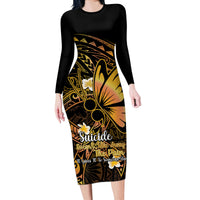 Polynesia Suicide Prevention Awareness Long Sleeve Bodycon Dress Your Life Is Worth Living For Polynesian Purple Pattern - Wonder Print Shop