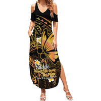 Polynesia Suicide Prevention Awareness Summer Maxi Dress Your Life Is Worth Living For Polynesian Purple Pattern - Wonder Print Shop