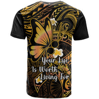 Polynesia Suicide Prevention Awareness T Shirt Your Life Is Worth Living For Polynesian Purple Pattern - Wonder Print Shop