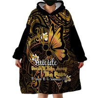 Polynesia Suicide Prevention Awareness Wearable Blanket Hoodie Your Life Is Worth Living For Polynesian Purple Pattern - Wonder Print Shop