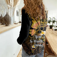 Polynesia Suicide Prevention Awareness Women Casual Shirt Your Life Is Worth Living For Polynesian Purple Pattern - Wonder Print Shop