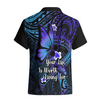 Polynesia Suicide Prevention Awareness Hawaiian Shirt Your Life Is Worth Living For Polynesian Blue Pattern - Wonder Print Shop