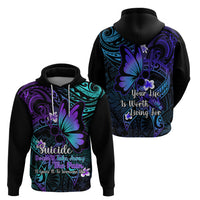 Polynesia Suicide Prevention Awareness Hoodie Your Life Is Worth Living For Polynesian Blue Pattern - Wonder Print Shop