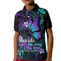 Polynesia Suicide Prevention Awareness Kid Polo Shirt Your Life Is Worth Living For Polynesian Blue Pattern - Wonder Print Shop