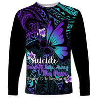 Polynesia Suicide Prevention Awareness Long Sleeve Shirt Your Life Is Worth Living For Polynesian Blue Pattern - Wonder Print Shop