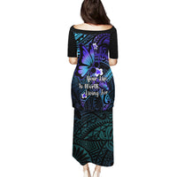 Polynesia Suicide Prevention Awareness Puletasi Your Life Is Worth Living For Polynesian Blue Pattern - Wonder Print Shop