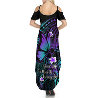 Polynesia Suicide Prevention Awareness Summer Maxi Dress Your Life Is Worth Living For Polynesian Blue Pattern - Wonder Print Shop