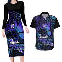 Polynesia Suicide Prevention Awareness Couples Matching Long Sleeve Bodycon Dress and Hawaiian Shirt Your Life Is Worth Living For Polynesian Gold Pattern - Wonder Print Shop