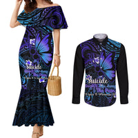 polynesia-suicide-prevention-awareness-couples-matching-mermaid-dress-and-long-sleeve-button-shirts-your-life-is-worth-living-for-polynesian-gold-pattern