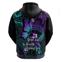Polynesia Suicide Prevention Awareness Hoodie Your Life Is Worth Living For Polynesian Gold Pattern - Wonder Print Shop