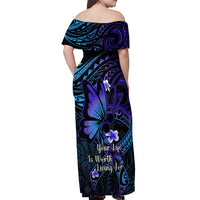 Polynesia Suicide Prevention Awareness Off Shoulder Maxi Dress Your Life Is Worth Living For Polynesian Gold Pattern - Wonder Print Shop