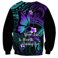 Polynesia Suicide Prevention Awareness Sweatshirt Your Life Is Worth Living For Polynesian Gold Pattern - Wonder Print Shop