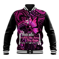 Polynesia Suicide Prevention Awareness Baseball Jacket Your Life Is Worth Living For Polynesian Pink Pattern - Wonder Print Shop