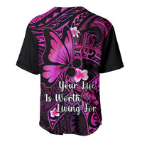 Polynesia Suicide Prevention Awareness Baseball Jersey Your Life Is Worth Living For Polynesian Pink Pattern - Wonder Print Shop
