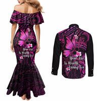 polynesia-suicide-prevention-awareness-couples-matching-mermaid-dress-and-long-sleeve-button-shirts-your-life-is-worth-living-for-polynesian-pink-pattern