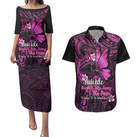 Polynesia Suicide Prevention Awareness Couples Matching Puletasi Dress and Hawaiian Shirt Your Life Is Worth Living For Polynesian Pink Pattern - Wonder Print Shop