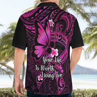 Polynesia Suicide Prevention Awareness Hawaiian Shirt Your Life Is Worth Living For Polynesian Pink Pattern - Wonder Print Shop