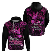 Polynesia Suicide Prevention Awareness Hoodie Your Life Is Worth Living For Polynesian Pink Pattern - Wonder Print Shop