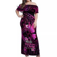 Polynesia Suicide Prevention Awareness Off Shoulder Maxi Dress Your Life Is Worth Living For Polynesian Pink Pattern - Wonder Print Shop