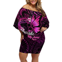Polynesia Suicide Prevention Awareness Off Shoulder Short Dress Your Life Is Worth Living For Polynesian Pink Pattern - Wonder Print Shop